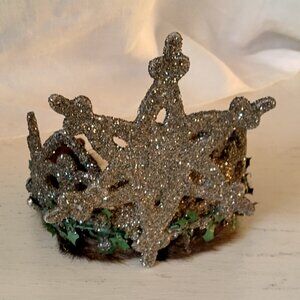 Crown; fur lined, winter, forest, glitter, snowflake, one-of-a-kind, small